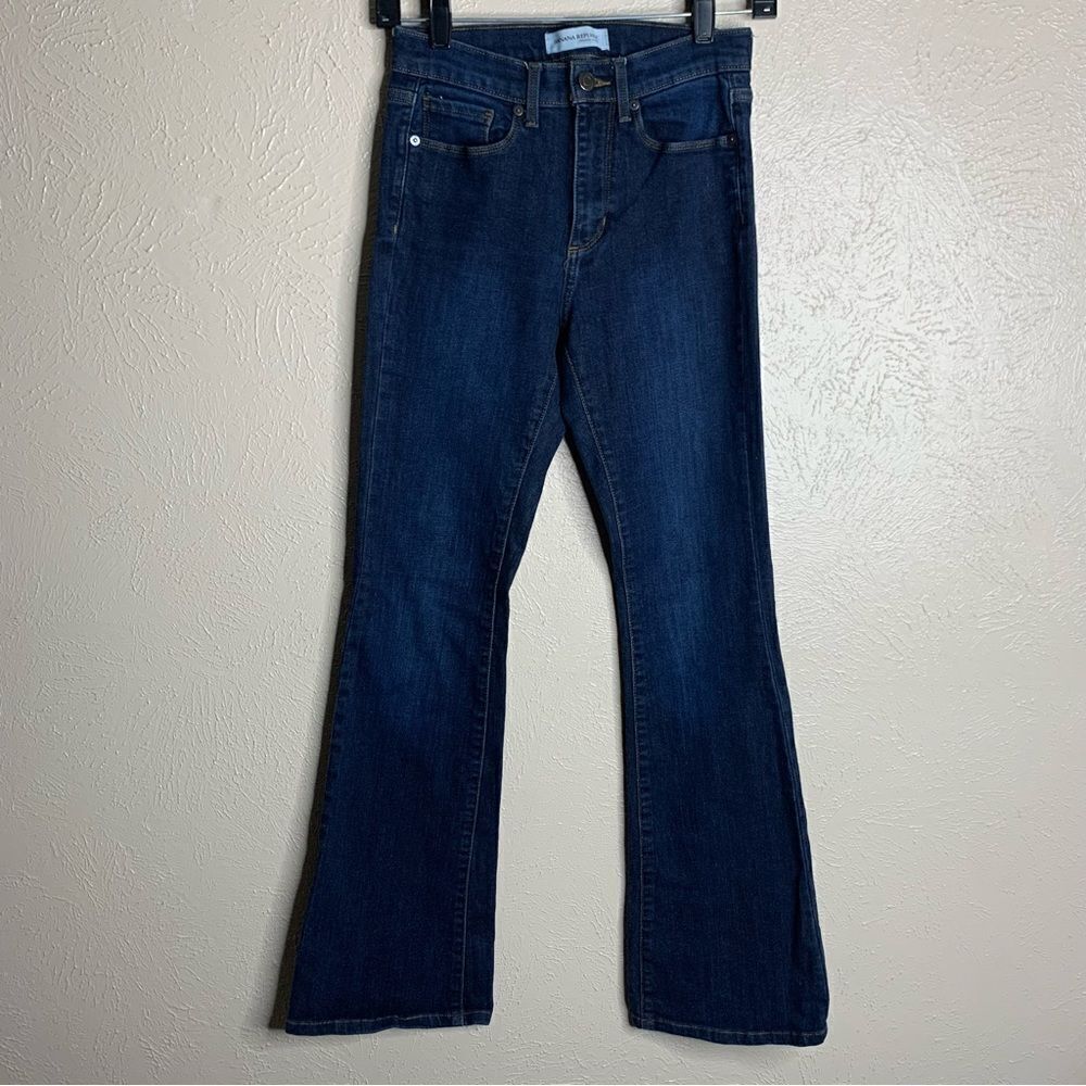 Banana republic flare jeans midi rise blue dark wash‎